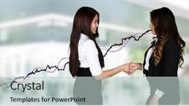  Presentation with stock market - Slide deck enhanced with confident businesswoman who is working background and a  colored foreground