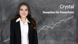  Presentation with stock market - Theme consisting of confident businesswoman who is working background and a  colored foreground