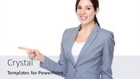  Presentation with confident - Theme having confident businesswoman with finger indicate aside background and a light blue colored foreground