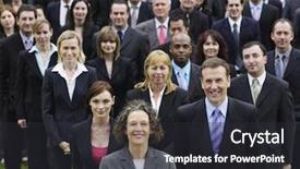  Presentation with team - Theme featuring confident businesswoman with multiethnic team background and a  colored foreground