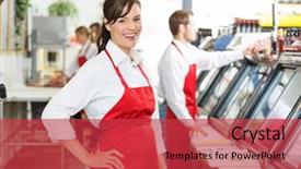  Presentation with butcher - Colorful PPT theme enhanced with wooden table vintage look - 2017 backdrop and a gray colored foreground