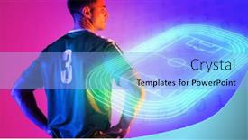  Presentation with blue neon - Theme featuring confident-caucasian-player-with-arms background and a light blue colored foreground