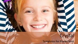  Presentation with camera - Slides enhanced with confident child - cute smiling girl looking background and a  colored foreground