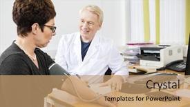  Presentation with blood pressure - Cool new theme with confident doctor checking female patient's blood pressure backdrop and a coral colored foreground