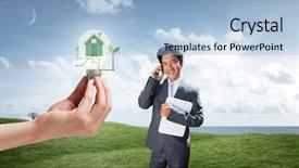  Presentation with green real estate - Cool new theme with confident estate agent standing backdrop and a light blue colored foreground