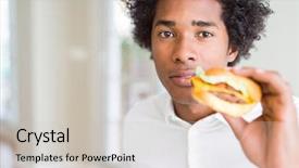  Presentation with eating - Presentation consisting of confident expression on smart face background and a  colored foreground