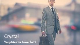  Presentation with classic - Presentation theme consisting of confident fashion - man in classic grey suit background and a gray colored foreground