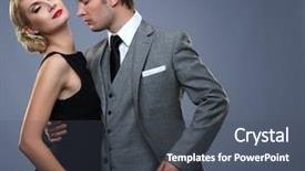  Presentation with retro - Presentation design consisting of confident fashion - retro couple isolated on grey background and a dark gray colored foreground