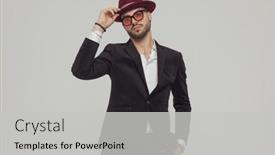  Presentation with hat - Presentation theme enhanced with confident-fashion-model-taking background and a light gray colored foreground