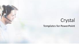  Presentation with call center - Audience pleasing PPT layouts consisting of confident female call center agent backdrop and a sky blue colored foreground