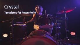  Presentation with drum - Cool new PPT theme with confident female drummer playing drum backdrop and a wine colored foreground