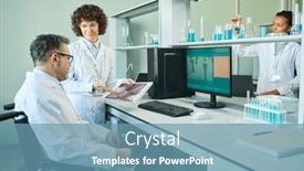  Presentation with discussion - Theme with confident-female-researcher-showing-male background and a teal colored foreground