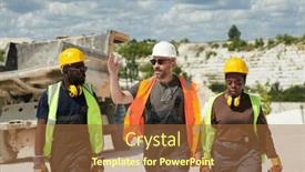  Presentation with foreman - Presentation design featuring confident-foreman-in-workwear-explaining background and a red colored foreground