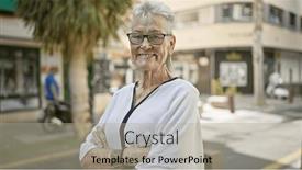  Presentation with confident - Presentation enhanced with confident-grey-haired-senior-woman and a mint green colored foreground