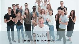  Presentation with team leader - Audience pleasing slide deck consisting of confident-group-leader-standing backdrop and a light blue colored foreground