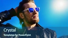  Presentation with mens fashion portrait - Beautiful presentation theme featuring sky men's beauty fashion backdrop and a ocean colored foreground