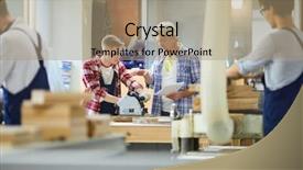  Presentation with foreman - Presentation theme having confident handsome senior carpenter foreman background and a  colored foreground