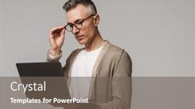  Presentation with smart - PPT theme featuring confident-handsome-smart-looking-man background and a gray colored foreground