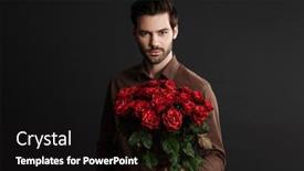  Presentation with roses - Slide deck enhanced with confident-handsome-unshaven-guy-posing background and a wine colored foreground