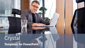  Presentation with business office desk - Cool new presentation with confident-happy-older-businessman backdrop and a ocean colored foreground