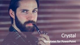  Presentation with brick wall - Amazing presentation design having confident hipster with smoking pipe backdrop and a gray colored foreground