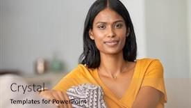  Presentation with indian woman - Beautiful slide set featuring confident-indian-woman-relaxing backdrop and a coral colored foreground