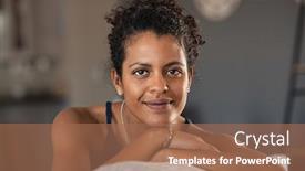  Presentation with indian woman face beauty - PPT theme consisting of confident-indian-woman-relaxing background and a coral colored foreground