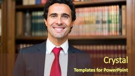  Presentation with lawyer - Presentation design having confident lawyer portrait background and a tawny brown colored foreground