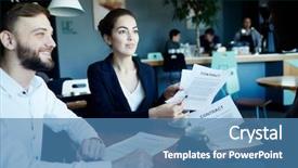  Presentation with consulting - Cool new presentation theme with confident lawyers consulting businessman about terms of contract backdrop and a teal colored foreground