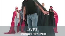  Presentation with team leader - Presentation theme having confident-leader-standing-in-front background and a dark gray colored foreground