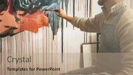  Presentation with abstract art - Cool new presentation design with confident-male-artist-holding-palette backdrop and a coral colored foreground