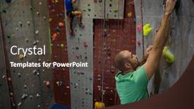  Presentation with climbing - Presentation design having confident-male-athelets-climbing-wall background and a tawny brown colored foreground