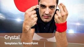  Presentation with athlete - Slide deck consisting of confident male athlete leaning on hard table background and a coral colored foreground