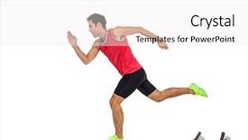  Presentation with athlete track or running track - Cool new theme with confident male athlete running backdrop and a white colored foreground