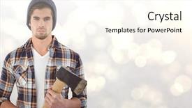  Presentation with digital - Audience pleasing presentation design consisting of confident male hipster holding axe backdrop and a cream colored foreground