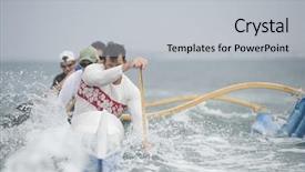  Presentation with rowing - Colorful slides enhanced with confident male rower with team backdrop and a light gray colored foreground