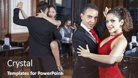  Presentation with tango - Colorful slide deck enhanced with man and woman performing tango backdrop and a tawny brown colored foreground