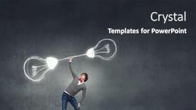  Presentation with light bulbs - Amazing slide set having confident-man-lifting-above-head backdrop and a dark gray colored foreground