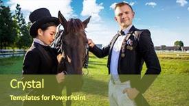  Presentation with portrait of a horse - Audience pleasing presentation theme consisting of confident man standing with horse backdrop and a  colored foreground