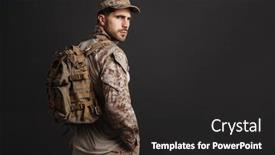  Presentation with masculine - Beautiful PPT layouts featuring confident-masculine-military-man backdrop and a dark gray colored foreground