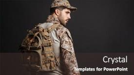  Presentation with masculine - Audience pleasing slide deck consisting of confident-masculine-military-man backdrop and a tawny brown colored foreground