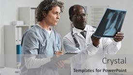  Presentation with medical assistant - Presentation theme consisting of confident-mature-african-american-radiologist background and a light gray colored foreground