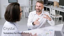  Presentation with points - PPT theme consisting of confident-mature-broker-explaining background and a lemonade colored foreground