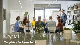  Presentation with leadership conference - Presentation theme consisting of confident-mature-businessman-giving background and a violet colored foreground