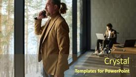  Presentation with luxury - Presentation theme enhanced with confident-mature-ceo-in-beige background and a  colored foreground