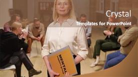  Presentation with group support - Beautiful PPT layouts featuring confident-mature-female-counsellor backdrop and a tawny brown colored foreground