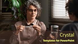  Presentation with listening - PPT layouts enhanced with confident-mature-female-psychologist background and a tawny brown colored foreground