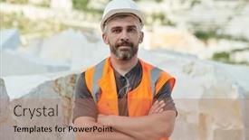  Presentation with foreman - Slide set enhanced with confident-mature-foreman-in-hardhat background and a coral colored foreground