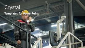  Presentation with polymer - Colorful slide set enhanced with confident-mature-foreman-with-hardhat backdrop and a dark gray colored foreground