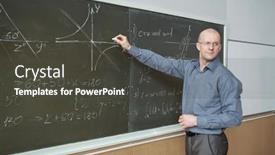  Presentation with lecture hall - Slide set featuring confident-mature-professor-standing background and a dark gray colored foreground